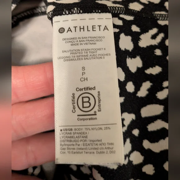 Athleta Black and White Animal Print High-Rise 7/8 Leggings - Picture 7 of 7
